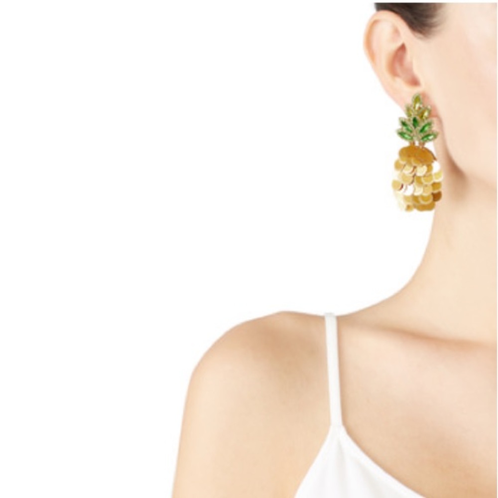 Kate Spade Pineapple Sequined Drop Earrings - Picture 2 of 7